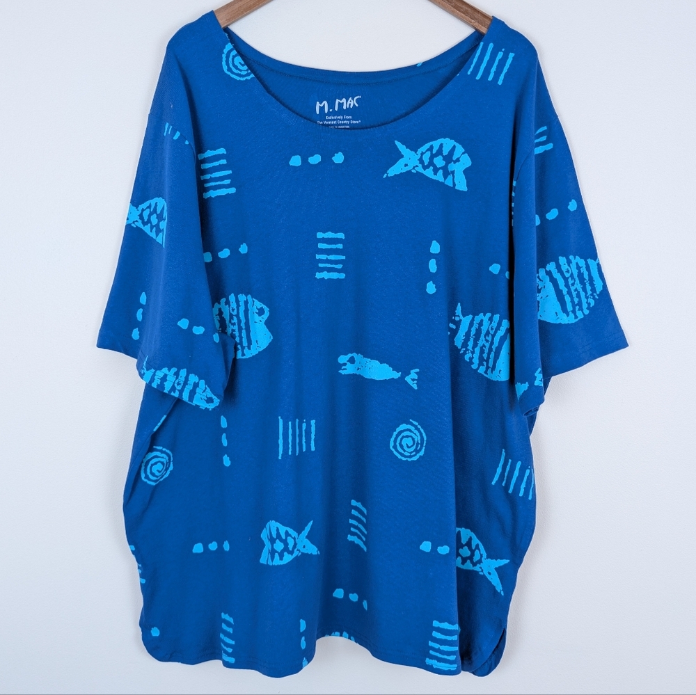 M. Mac Rock Fish Cotton Knit Scoop Neck Tunic